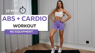 15 MIN ABS  CARDIO  At home workout No Equipment [upl. by Sjoberg]