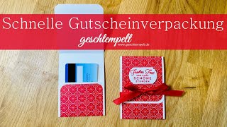 Schnelle Gutscheinkarten  Verpackung  eine Anleitung mit den Produkten von Stampin Up [upl. by Naujit]