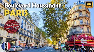 🇫🇷 PARIS Boulevard Haussmann Amasing Walking Tour 4K60 fps [upl. by Anileda]