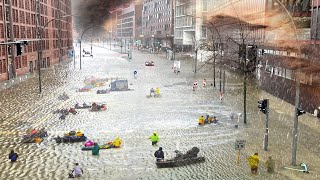 Germany is Washing Away Flooding in Hamburg due to Storm Zoltan Elbe River overflowed [upl. by Ronda906]