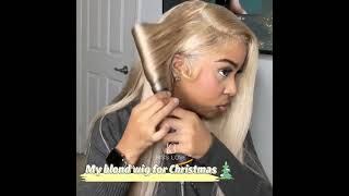 💯ASH BLONDE 613 WIG amp BOMBSHELL CURLS TUTORIALkisslovehairwigswiginstalllacewigschristmas [upl. by Nannah]