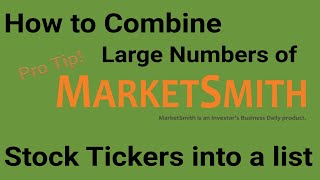 MarketSmith How to Combine large numbers of stock tickers into a single list [upl. by Ehling]