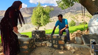 The joy of making a stone table and cooking mushrooms in a nomadic life [upl. by Nov]