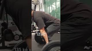 Deadlift 135 kg x 2 reps Road to 200kg deadlift roadto 200kg gym [upl. by Tiertza]