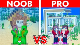 Mikey vs JJ Family  Noob vs Pro Underwater House Build Challenge in Minecraft [upl. by Lipps687]