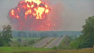 Massive explosion at Ukraine ammunition depot forces evacuation [upl. by Mohsen]