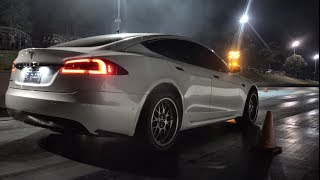 Slicks on a Gutted Tesla P100D  Is it Faster [upl. by Neehsuan198]