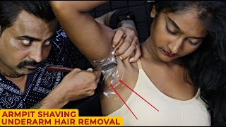 Underarm Shaving  Armpit Hair Removal amp Cleaning  Head Massage amp Neck Cracking  Body Massage ASMR [upl. by Hsiwhem226]