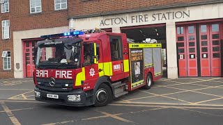 G261 London Fire Brigade Acton Pump Ladder Turnout to a Unknown Shout [upl. by Ainola]