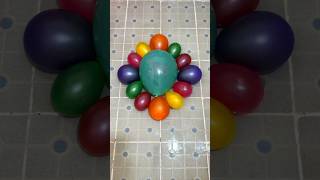 Green Happy birthday balloons and 12mini rainbow balloons popping reverse asmr satisfying [upl. by Yellehs]