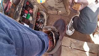 Relaxing BOOT POLISH Brown boots get a shoe shine [upl. by Winter]