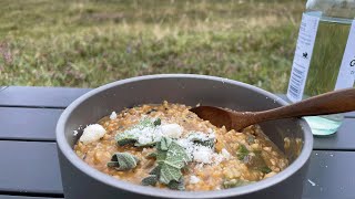 Pinhead Oat Risotto with Butternut Squash amp Sage  Trangia Stove Recipe [upl. by Retsev]