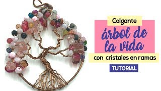 Como Hacer Colgante Árbol De La Vida Con Cristales En Ramas [upl. by Ehcnalb]