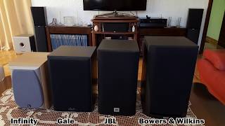 bookshelf speakers sound test Bowers amp Wilkins JBL Gale Infinity [upl. by Hilaria773]