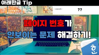 아래한글 Tip 페이지쪽 번호가 안 보일 때 해결하는 방법 [upl. by Balbur]