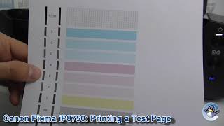 Canon Pixma iP8750 How to Print a Nozzle Check Test Page [upl. by Aihgn154]