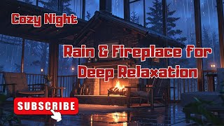 Cozy Cabin at Night  Rain amp Crackling Fireplace Sounds for Sleep Study amp Relaxation [upl. by Htieh]