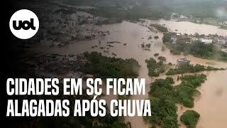 Fortes chuvas provocam alagamentos em SC [upl. by Lerim]