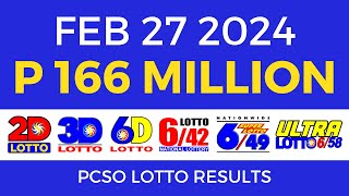 Lotto Result February 27 2024 9pm PCSO [upl. by Iy]