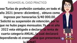 RENTAS DE CUARTA CATEGORIA 🤔 Caso práctico sencillo 🤗🤓 [upl. by Anifares]