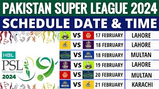 Pakistan Super League 2024 Schedule  PSL 2024 Schedule  PSL 2024 Schedule Time Table [upl. by Ridinger]