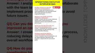 Operations Executive Interview Questions and Answer [upl. by Norrek]