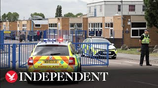 Emergency services attend scene of reported stabbing in school in Tewkesbury [upl. by Suiramaj783]