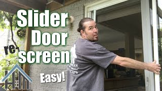 How to re screen slider patio door replace screen install new Easy Rescreen [upl. by Airyt820]