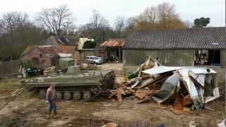 tank crushing caravanot90bmp1bvprussianczech tank destroying caravan [upl. by Killian339]