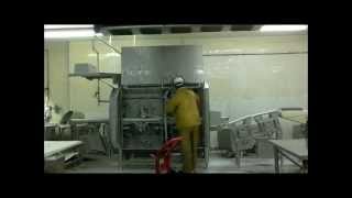 Cleaning and sanitizing of an industrial meat processing machine [upl. by Zingg921]