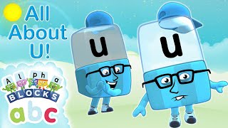 officialalphablocks  All About U  Learn to Spell  Phonics [upl. by Ellenet]