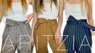 ARITZIA TIEFRONT PANT 🎀  Aritzia outfits amp How to tie a bow on pants 2 ways [upl. by Ojyma]