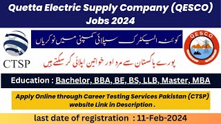 QESCO Jobs 2024  Apply Online via CTSP  Quetta Electric Supply Company Vacancies [upl. by Savick99]