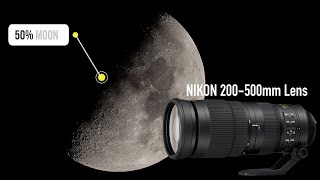 ZOOM TEST with Nikon AFS Nikkor 200500MM F56E ED VR Lens  MOON [upl. by Nylodnewg]