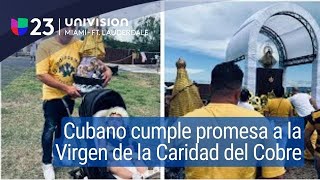 Cubano paga promesa a la Virgen de la Caridad del Cobre en Miami por su hija menor de un año [upl. by Ling]