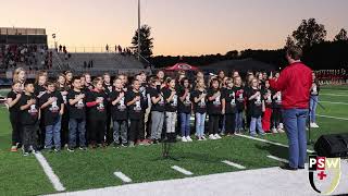 PSW FOOTBALL EXTRA Cherokee Elementary performs the National Anthem for Sonoraville at Cedartown [upl. by Yremogtnom]