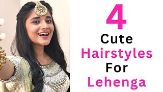 4 Cute and Easy Hairstyles For Lehenga  Open Hair Hairstyles [upl. by Uhsoj]