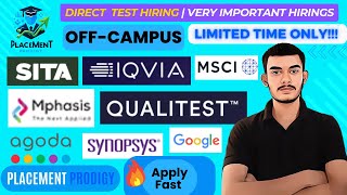 Direct Test  OFF Campus Drive  Google Agoda MSCI  2021 2022 2023 2024 Batch  Jobs [upl. by Kwok311]