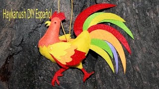 Como Hacer Gallo Fieltro Juguetes de Fieltro Símbolo del Año Nuevo 2017 Tutorial de Navidad [upl. by Kaule]