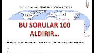 6SINIF SOSYAL BİLGİLER 1DÖNEM 2YAZILI [upl. by Digdirb]