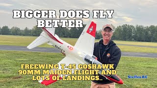 Freewing T45 Goshawk 90mm RC Plane  Maiden and landings [upl. by Ainocal]