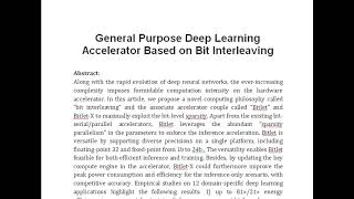 General Purpose Deep Learning Accelerator Based on Bit Interleaving [upl. by Bartlett]