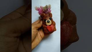 Waste ghee bottle reuseideahomemade airdry clay teddy bear craftidea flowervaseshorts howtomake [upl. by Onibla]