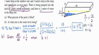 AP Calculus AB  HW Section 27  Problem 19wmv  Related Rates Swimming Pool Problem [upl. by Higinbotham]