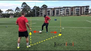 SOCCER DRILL  1ST TOUCH  BODY POSITION  AWARENESS  PASSING amp DRIBBLING  Joner 1on1 [upl. by Naedan345]