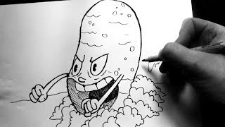 Como Desenhar Moe Tato Boss Cuphead Potato Root Pack  How to Draw Potato  OLD CARTOON 4 [upl. by Mit]