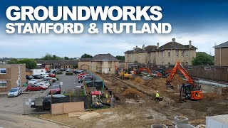 Stamford amp Rutland Hospital  Treatment Centre  Groundworks Timelapse [upl. by Hijoung]