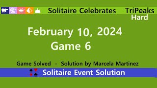 Solitaire Celebrates Game 6  February 10 2024 Event  TriPeaks Hard [upl. by Joice]