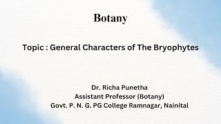 General Characters of Bryophytes [upl. by Arrahs]