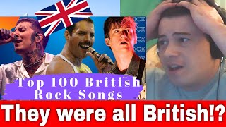 American Reacts Top 100 British Rock Songs Best British Rock Songs [upl. by Assira]